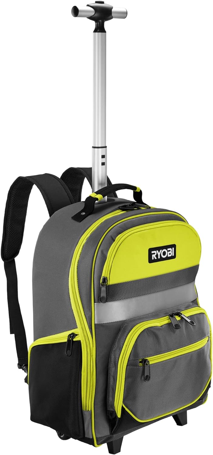 RYOBI Werkzeug-Rucksack RSSBP2 (integrierten Rollen, teleskopierbarem Griff, 600-Denier Polyester Ko
