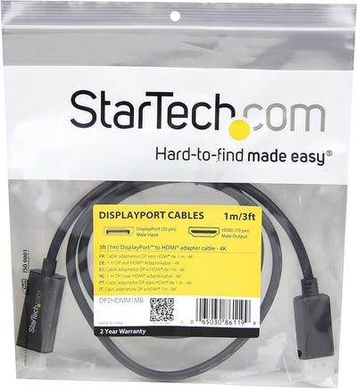 StarTech.com 1m DisplayPort auf HDMI Konverterkabel - 4K - DP auf HDMI Adapter mit Kabel - Ultra HD