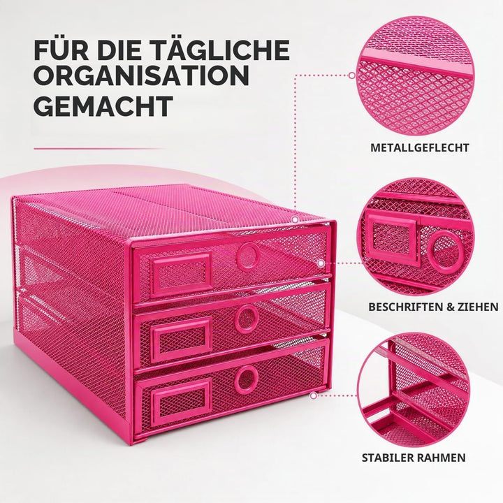 Exerz Papier Sortierer mit 3 Schubladen/A4 Dokumente/Schubladenbox - Drahtgeflecht Büroablage/Aufbew