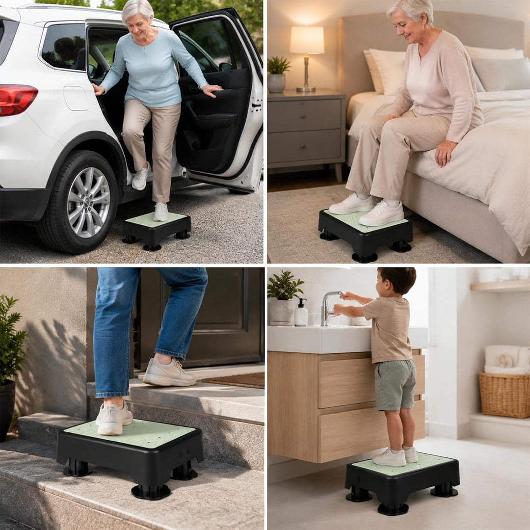 rutschfest Halbstufe,Nachleuchtende Tritthocker,3-stufig höhenverstellbarer | Step Hocker bis 220 kg