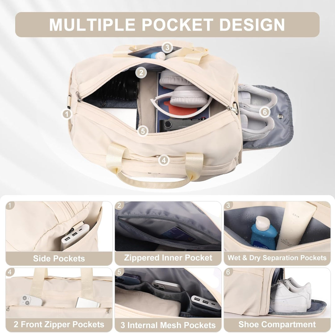 Sport Duffel Bag Damen, Sporttasche mit Schuhfach & Nassfach Duffel Bags wasserdichte Übernachtungst