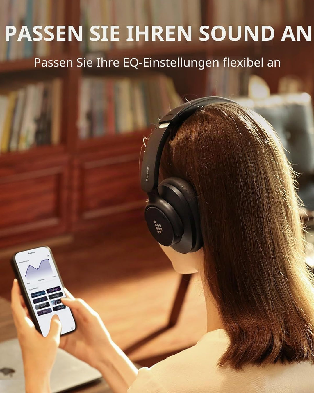 Tronsmart Q20S Hybrid Noise Cancelling Kopfhoerer Kabellos, Over Ear Kopfhörer mit Mikrofon, Hi-Res-