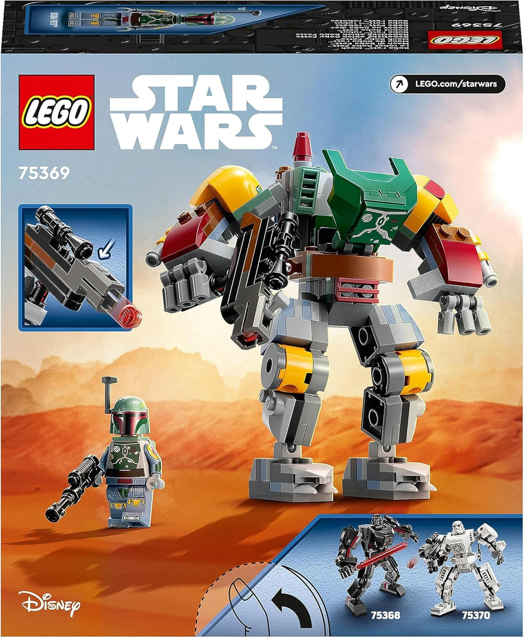 LEGO 75369 Star Wars Boba Fett Mech, baubare Actionfigur mit Blaster und Raketenrucksack mit Flick-S
