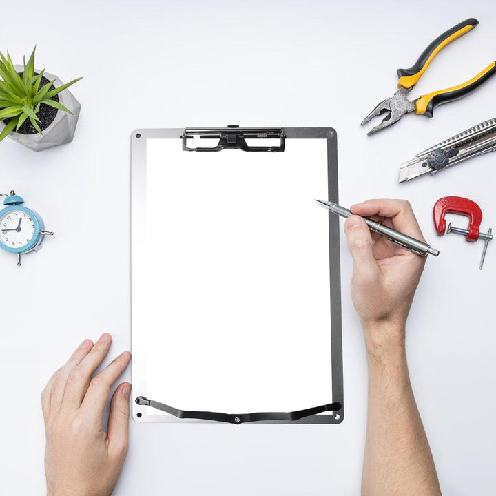 Metall-Klemmbrett, A4 Aluminium-Klemmbrett mit 154 cm verstellbarem Schultergurt, Edelstahl Must-Hav