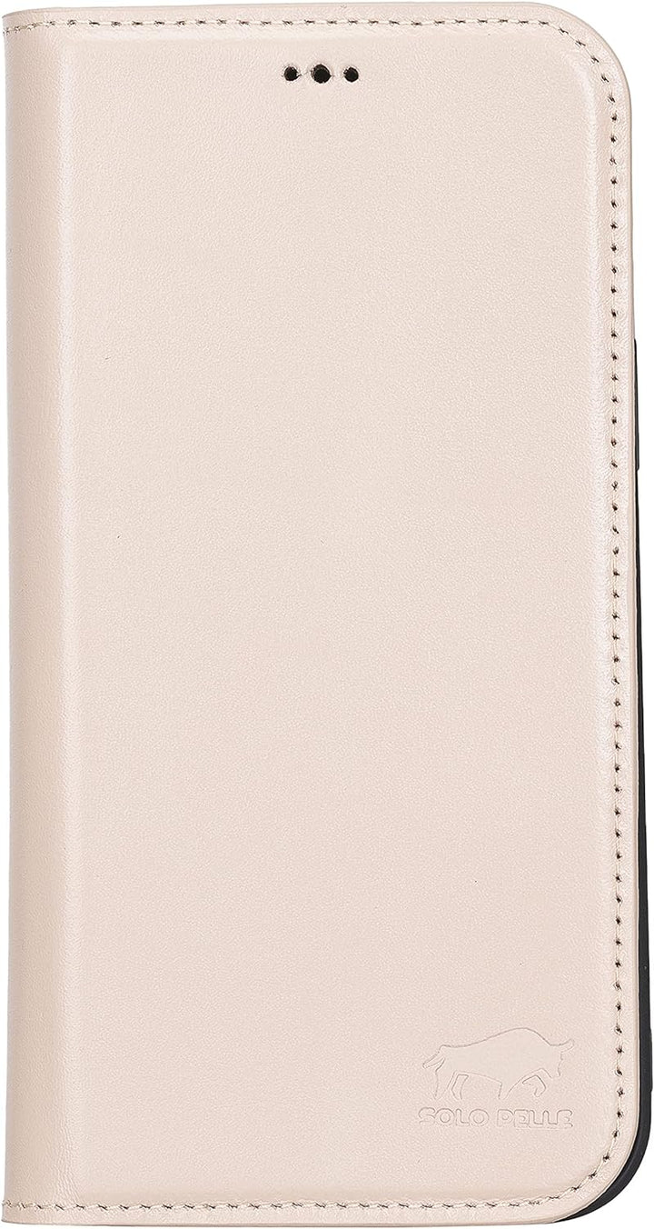 Solo Pelle aufklappbare Lederhülle kompatibel für iPhone 13 Pro in 6.1 Zoll inkl. 1 Kartenfach für d