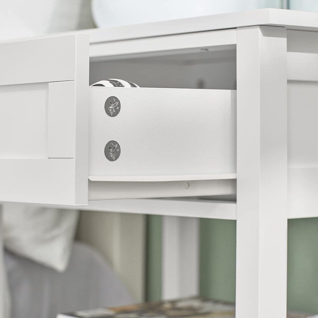 SoBuy® FBT46-W Beistelltisch Nachttisch Couchtisch in weiss mit Einer Schublade und 2 Ablagen BHT ca