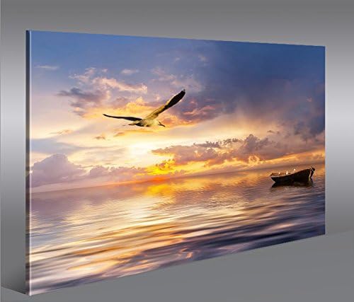 islandburner Bild Bilder auf Leinwand Möwe Nordsee Altes Fischerboot 1p XXL Poster Leinwandbild Wand