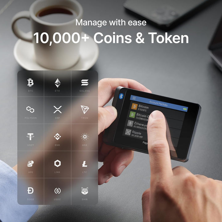 SecuX W20 - Sicherstes Crypto Hardware Portemonnaie mit Bluetooth - Grosser Touchscreen - Verwalten