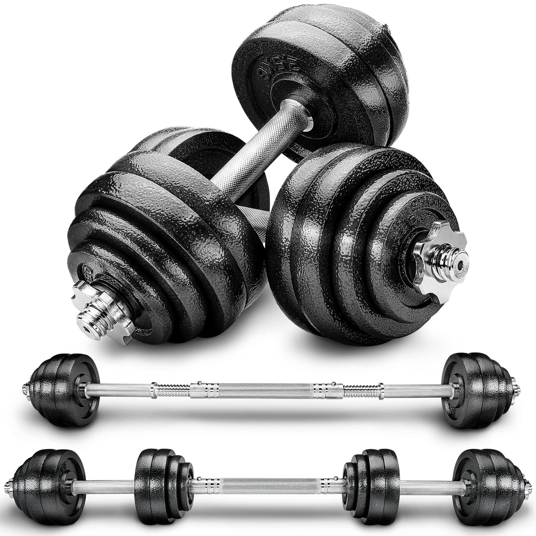 RE:SPORT 2 in 1 Hanteln Set 15-60kg | Hantelset Gusseisen verstellbar | Kurzhantel &amp; Langhantel | St