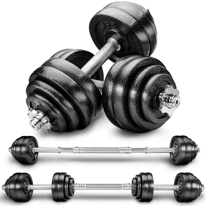RE:SPORT 2 in 1 Hanteln Set 15-60kg | Hantelset Gusseisen verstellbar | Kurzhantel &amp; Langhantel | St