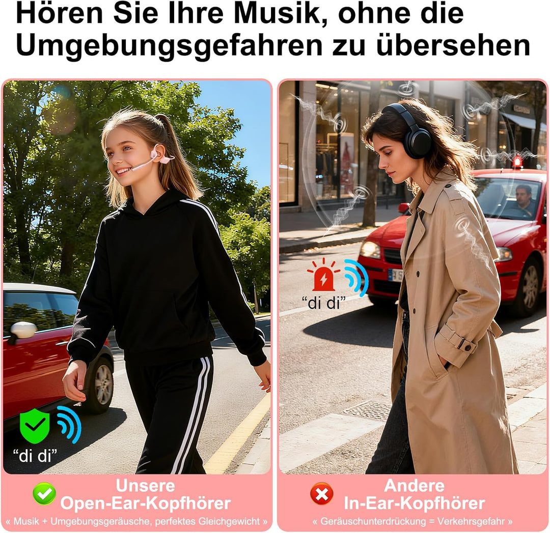 Smof Bluetooth Headset mit Mikrofon, Qualcomm® aptX-LL Open-Ear Kopfhörer Geräuschunterdrückung und