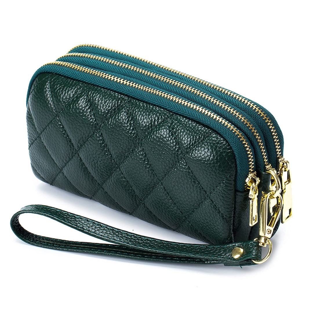 PORRASSO Leder Münzbörse Klein Geldbörse Clutch Wristlet Bag Tragbar Schlüsseltasche Multifunktional