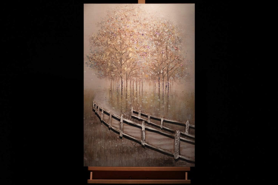 KunstLoft Leinwandbild | 100% HANDGEMALT | 60x90cm | Gemälde 'Secret Path' | Landschaften | Braun |