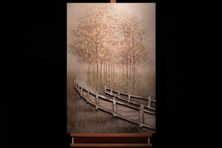 KunstLoft Leinwandbild | 100% HANDGEMALT | 60x90cm | Gemälde 'Secret Path' | Landschaften | Braun |