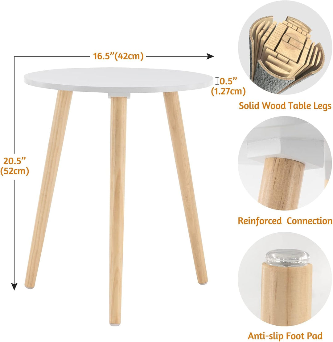 YOUDENOVA Beistelltische Holz, Couchtisch rund, Ø42x52cm, Wohnzimmertisch, Nachttisch mit Tablett, S