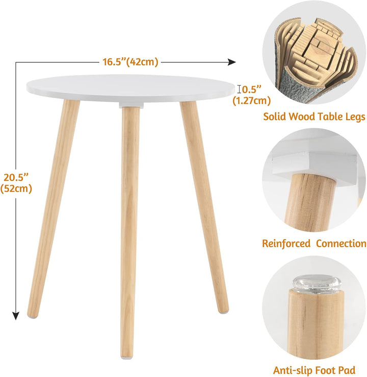 YOUDENOVA Beistelltische Holz, Couchtisch rund, Ø42x52cm, Wohnzimmertisch, Nachttisch mit Tablett, S