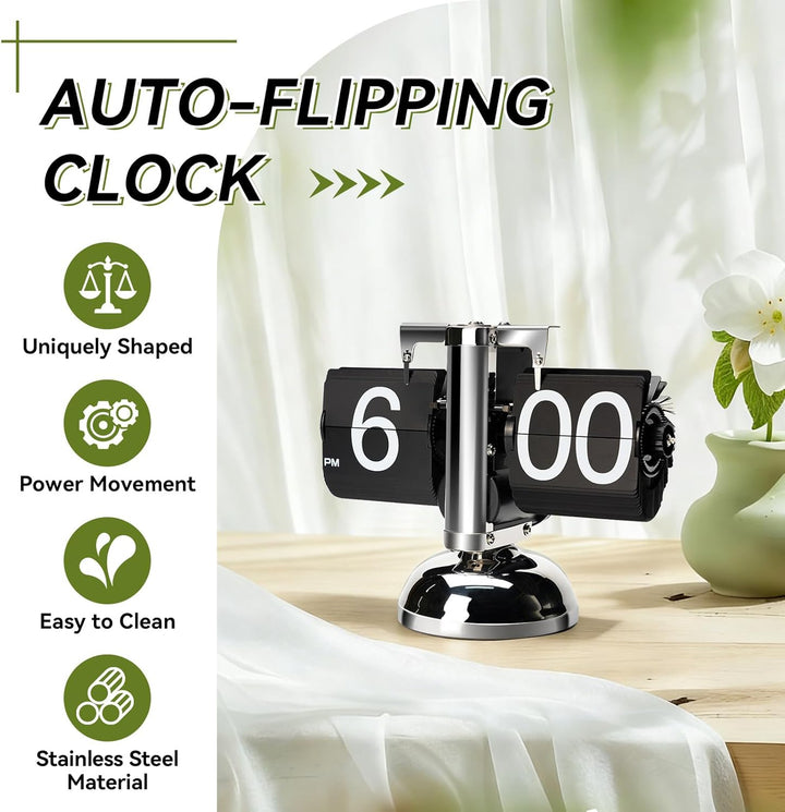 Tischuhr Vintage Retro Flip Uhr, Retro-Flip-Down-Uhr Mit GrossEn Ziffern, Tischuhr Digital Mit Batte