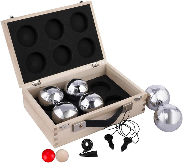 Engelhart - 010205 - Triplett Boule Kugeln Set - in einem schönen Holzkoffer, 2 Spieler: 2 x 3