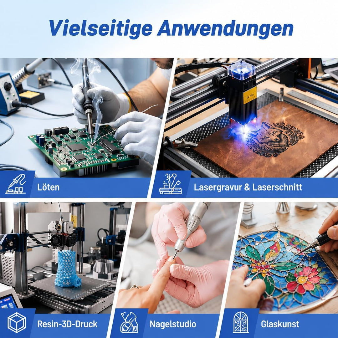 100W Lötrauchabsaugung mit 250m³/h Saugkraft, H13 HEPA &amp; Aktivkohle Filter zur Staub- und Geruchsred