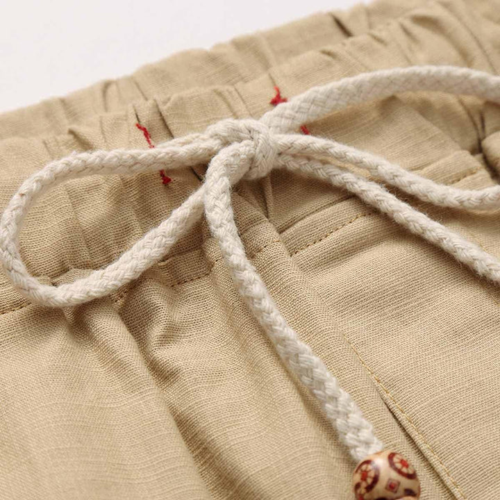 JustSun Kurze Hosen Herren Leinen Shorts Leicht Atmungsaktiv mit Tunnelzug XL Khaki, XL Khaki