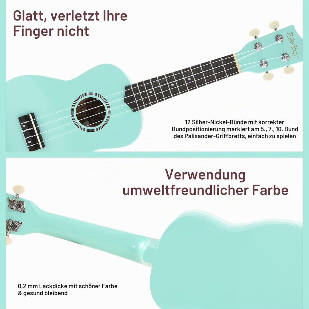Sopran-Ukulele Anfängerset für Kinder Erwachsene Studenten mit kostenlosem Online-Unterricht 21 Zoll