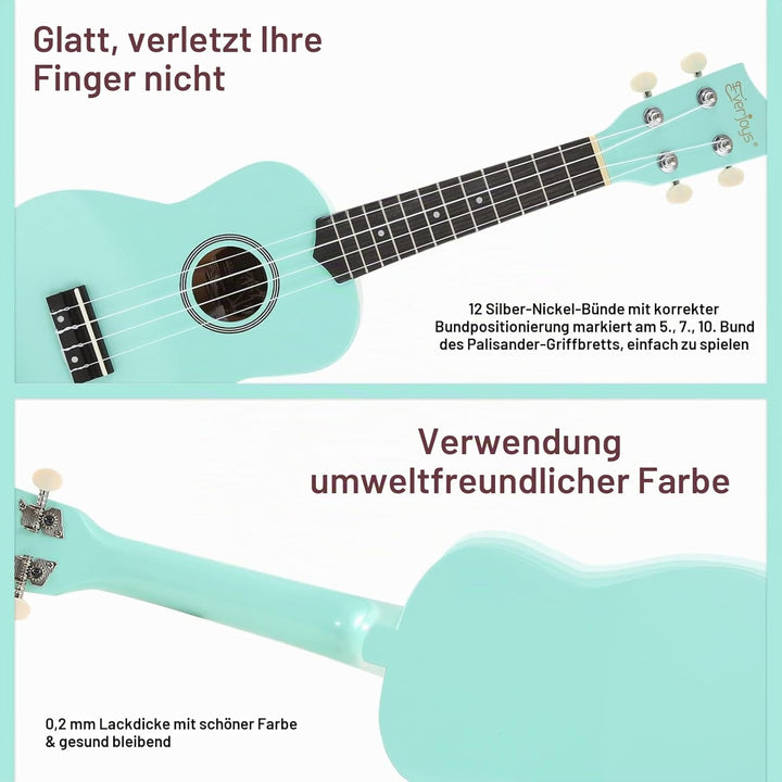 Sopran-Ukulele Anfängerset für Kinder Erwachsene Studenten mit kostenlosem Online-Unterricht 21 Zoll