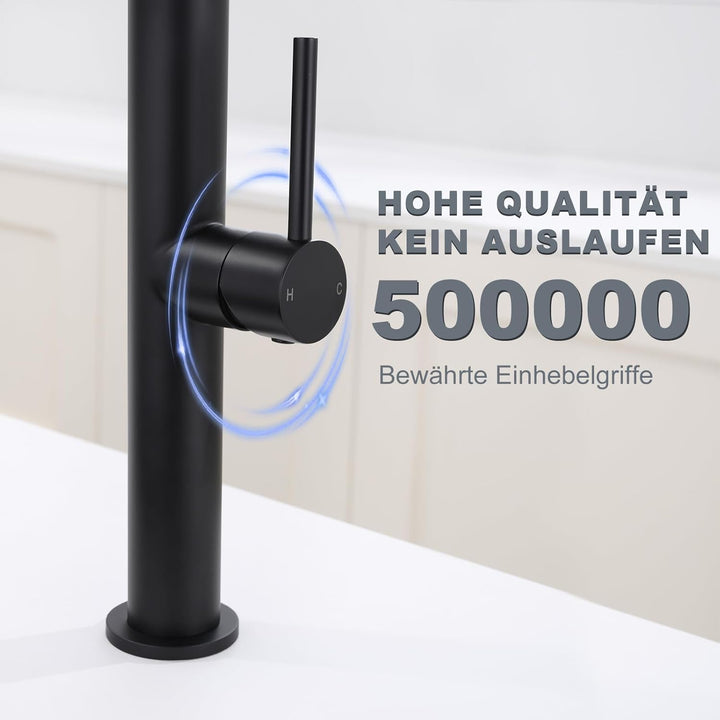 Tohlar Wasserhahn Küche, Küchenarmatur mit 360°Drehbar, L-förmiger Edelstahl Mischbatterie Armatur,