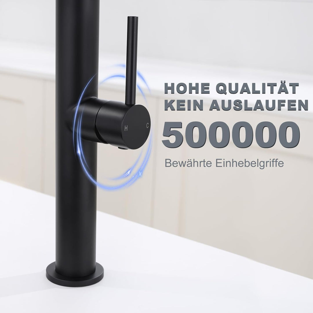 Tohlar Niederdruck Armatur Küche Schwarz, 360 ° Drehbare Wasserhahn Küche, Mischbatterie Küche für B