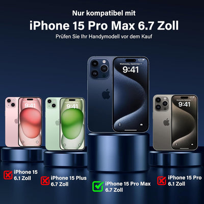 UniqueMe für iPhone 15 Pro Max Hülle, 5-in-1-Set Handyhülle für iPhone 15 Pro Max Case Rundumschutz