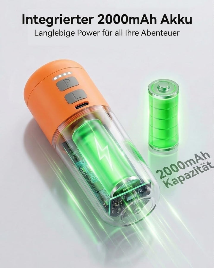 Elektrische Luftpumpe Akku, 4000 Pa Mini Luftpumpe 430 L/min, Tragbare Air Pump mit 5 Düsen & LED-Li