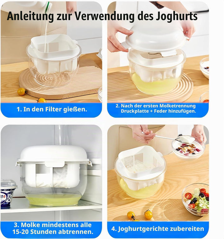 Feine Filtersiebe Joghurt Sieb mit Deckel,Wiederverwendbarer Joghurt Molke Separator,3000ml Griechis