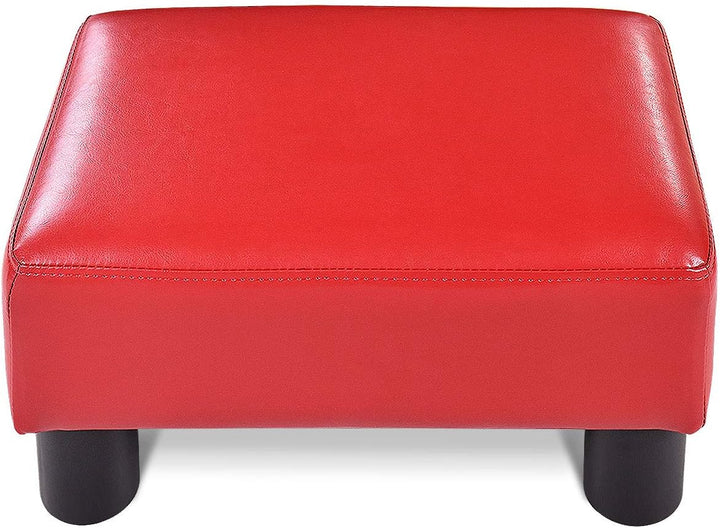 COSTWAY Kleiner Fusshocker, Hocker aus PU, rechteckiger Sitzhocker mit gepolstertem Sitz, Fussbank F