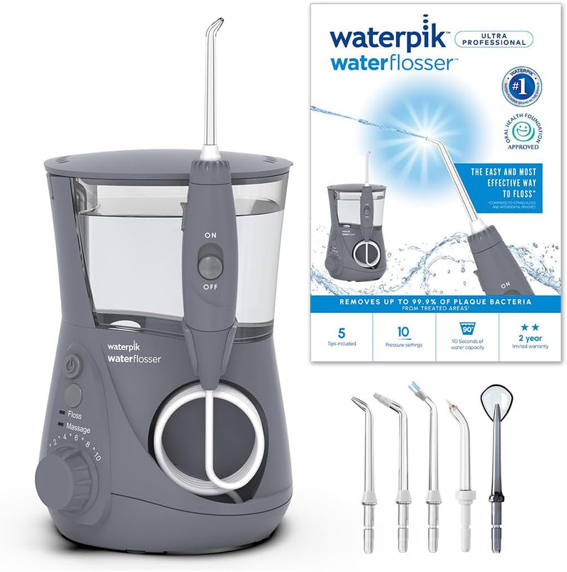 Waterpik Ultra Professional Waterflosser feststehende Munddusche mit 7 Aufsätzen, Druckbereich von 0