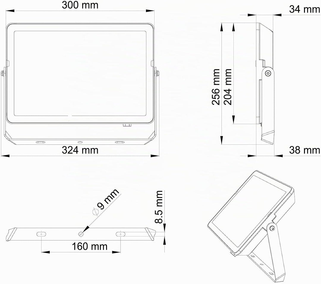 Philips ProjectLine Flutlicht, 100W, 3000K, schwarz ohne Sensor 3000K 100w, ohne Sensor 3000K 100w