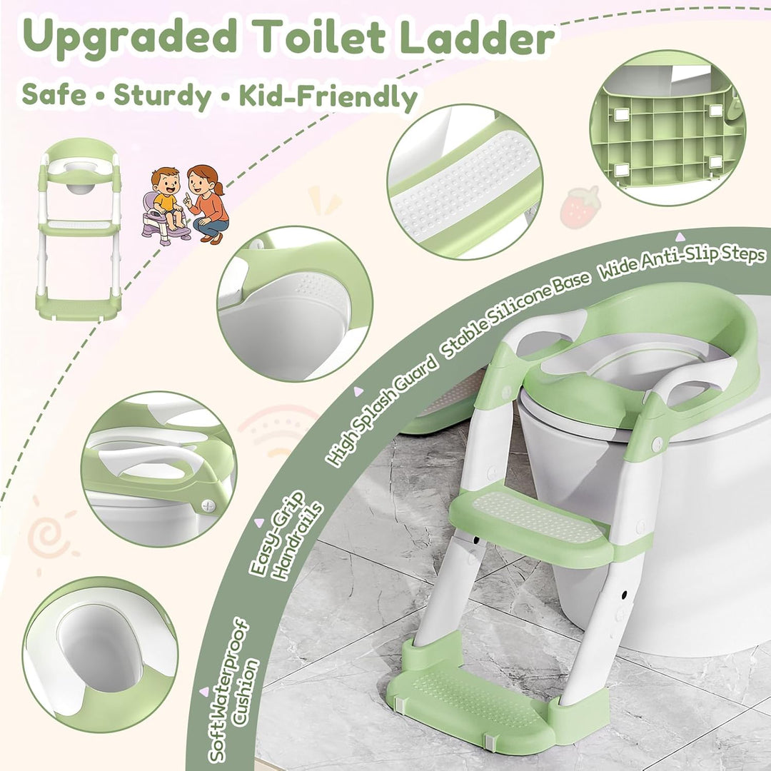 Toilettensitz Kinder, 3 IN 1 Toilettensitz Kinder mit Treppe für Jungen Mädchen, Upgraded 3-in-1 Bab