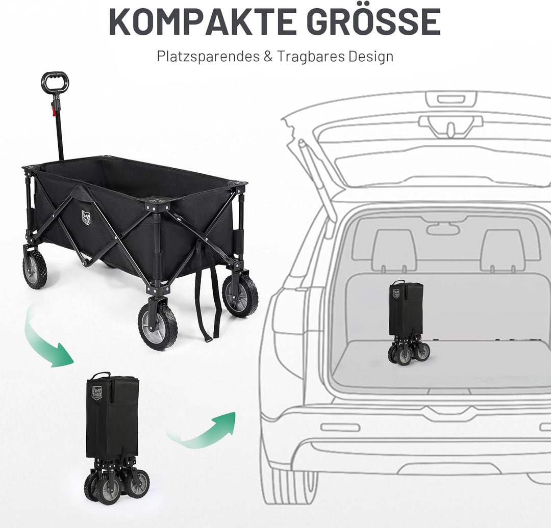 TIMBER RIDGE XXL Bollerwagen Faltbar Transportwagen mit Seitentasche Getränkehalter verstellbarem Gr