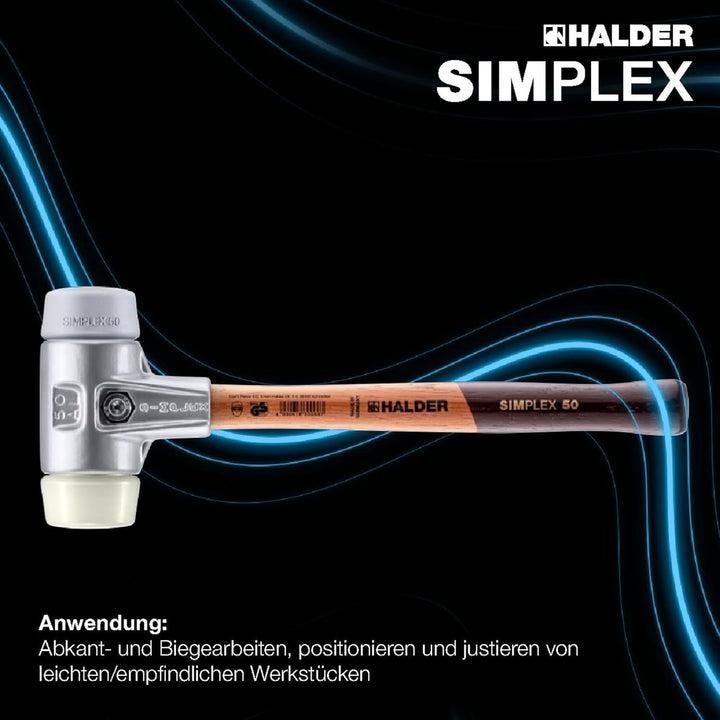 SIMPLEX-Schonhammer, TPE-mid/Nylon; mit Aluminiumgehäuse und hochwertigem Holzstiel | D=40 mm | 3138