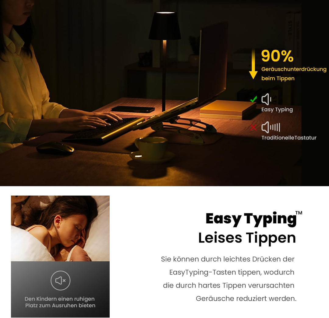 cimetech Tastatur Maus Set Kabellos, 2.4G Ultraslim Funktastatur, Ergonomische Leise Kompakte Keyboa