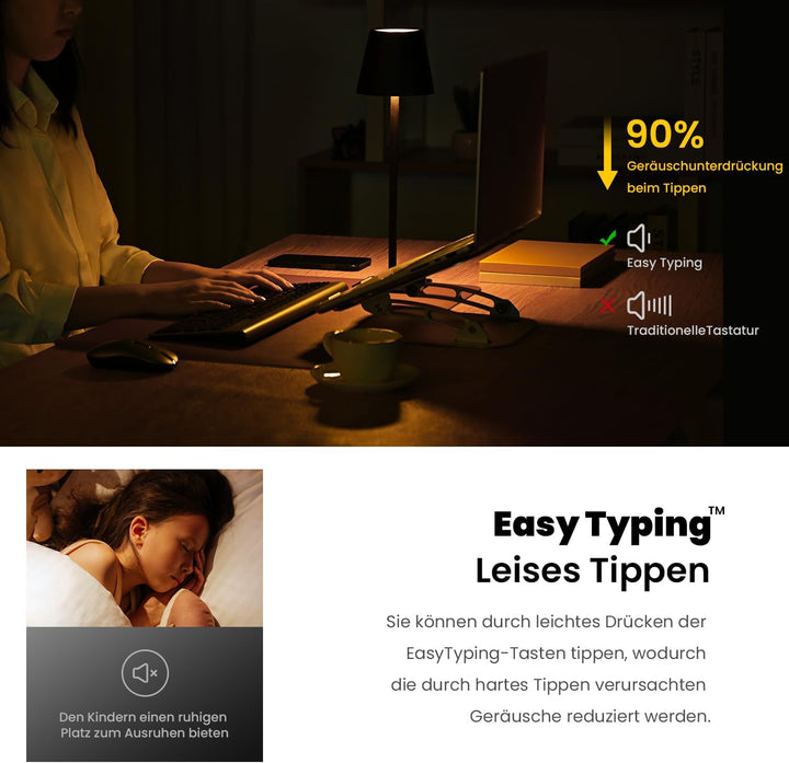 cimetech Tastatur Maus Set Kabellos, 2.4G Ultraslim Funktastatur, Ergonomische Leise Kompakte Keyboa