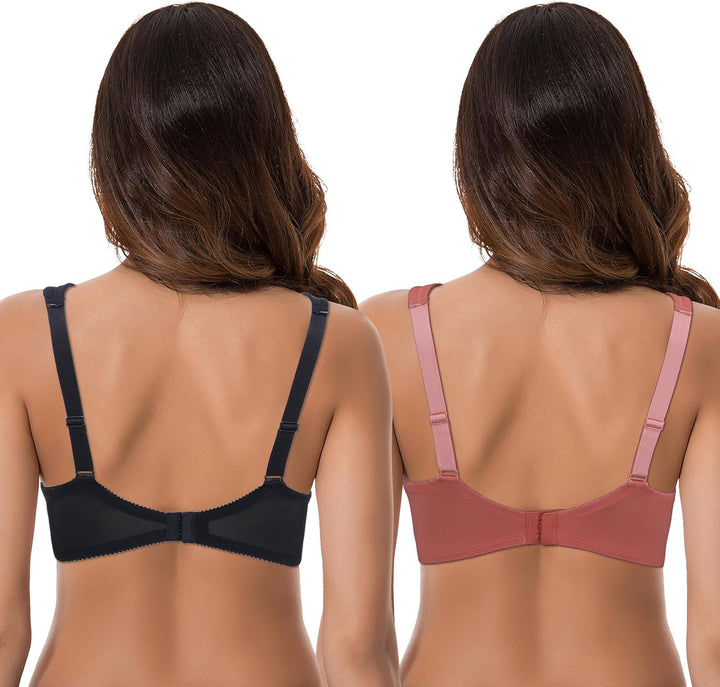 Curve Muse Übergrösse Ungefüttert Bügel Spitzen-BH mit gepolsterten Schultergurten-2er Pack 75B Rose