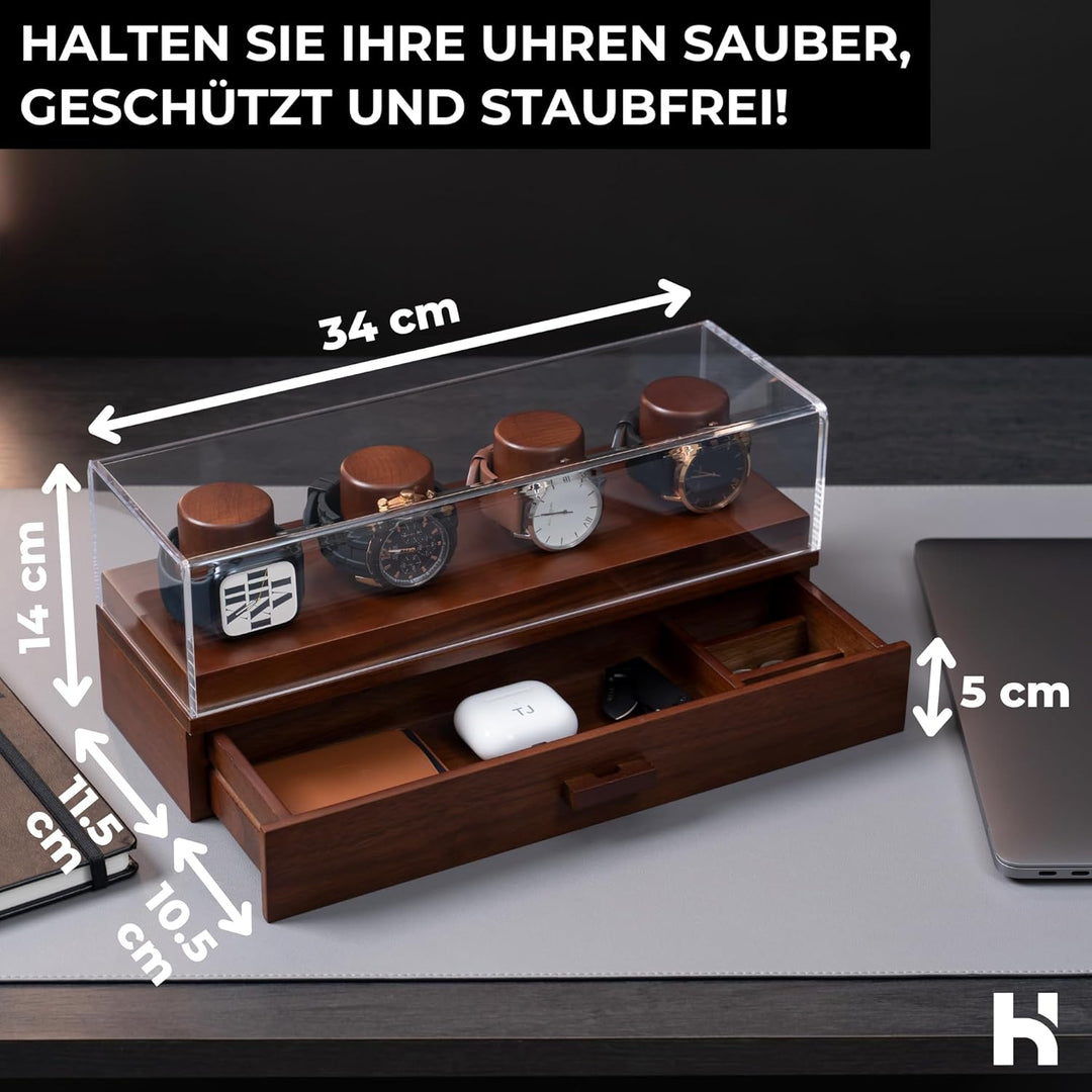 Uhrenvitrine Uhrenständer - Weihnachtsgeschenke für Männer, Papa, Ehemann - Holz Herrenuhrenkasten U
