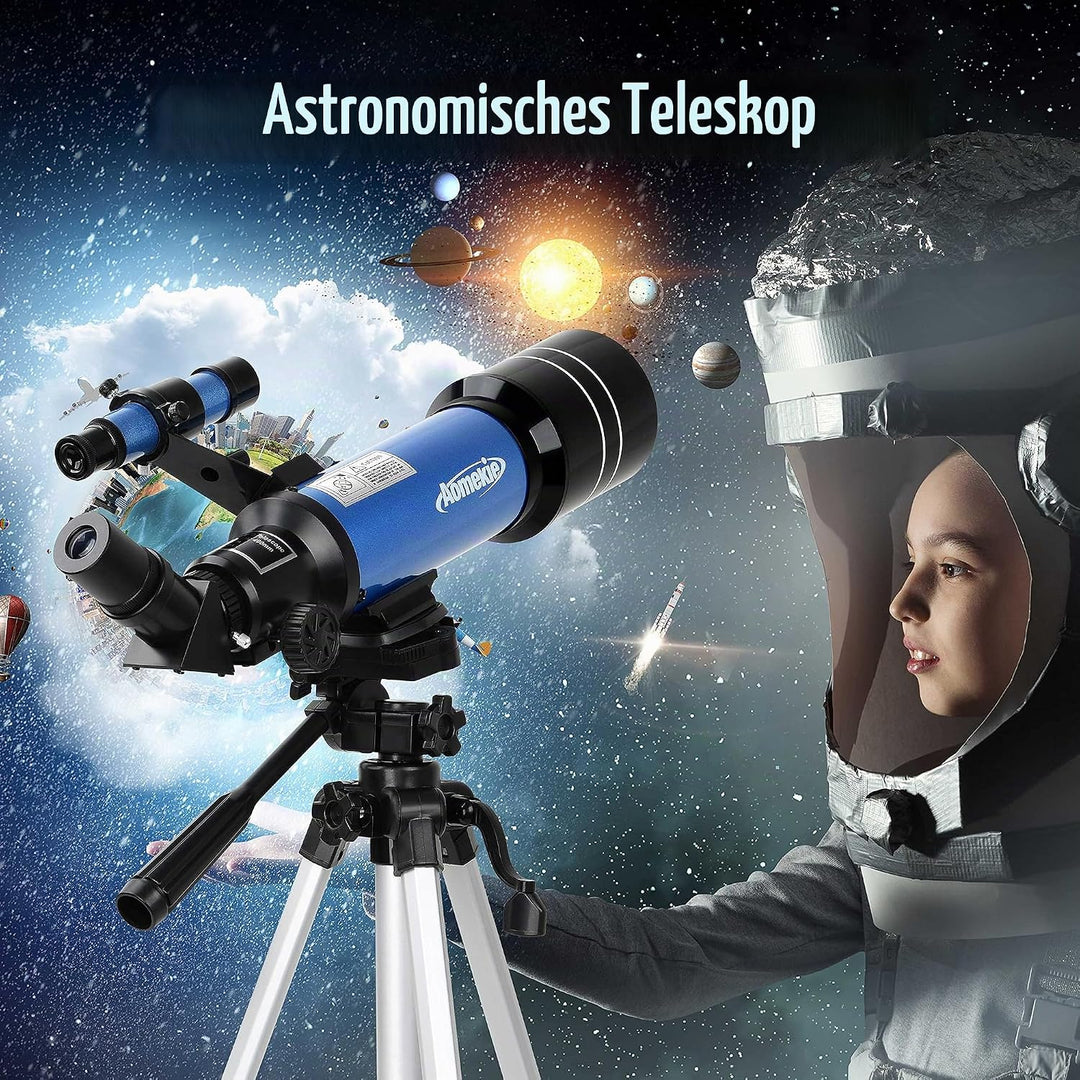 Aomekie Teleskop Astronomie 70/400 Fernrohr Teleskop mit Tasche für Kinder Erwachsener mit Aluminium