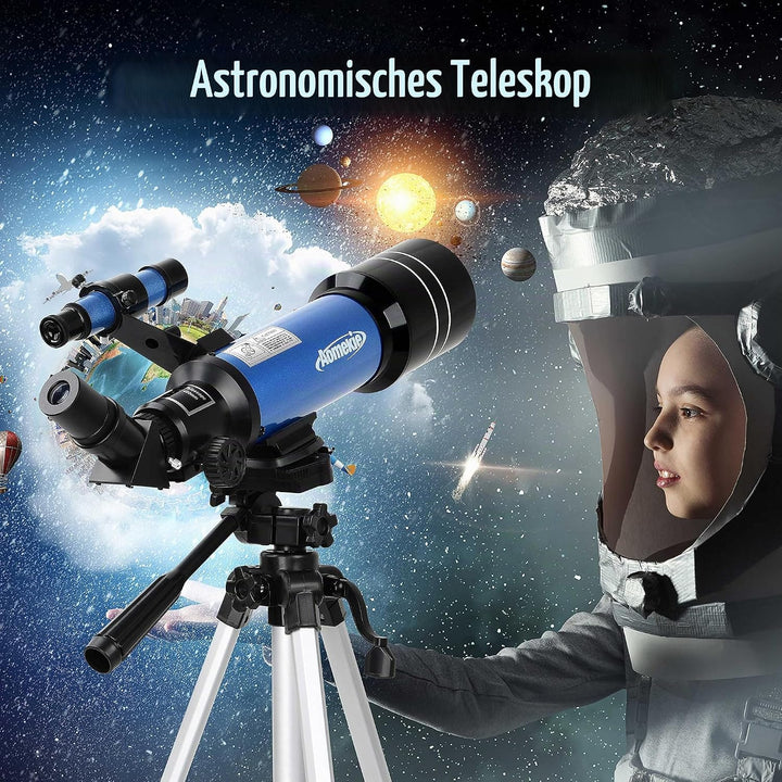 Aomekie Teleskop Astronomie 70/400 Fernrohr Teleskop mit Tasche für Kinder Erwachsener mit Aluminium