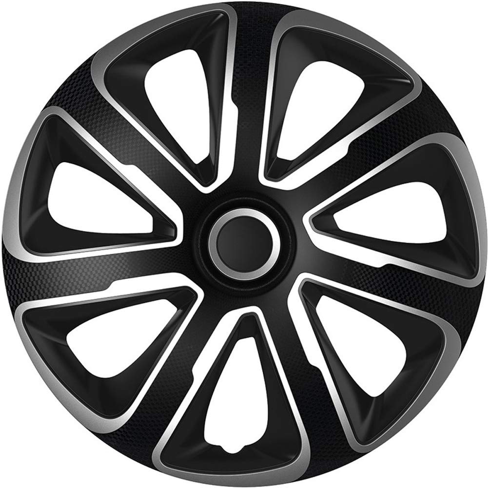 AUTO-STYLE Satz Radzierblenden Livorno 15-Zoll Silber/Schwarz Karbon-Look 15-inch Silber/Schwarz Kar