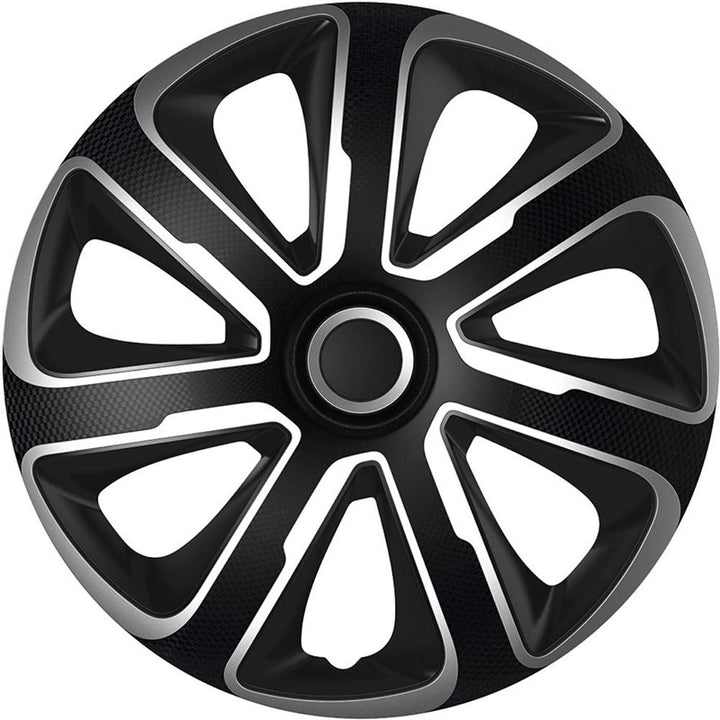 AUTO-STYLE Satz Radzierblenden Livorno 15-Zoll Silber/Schwarz Karbon-Look 15-inch Silber/Schwarz Kar