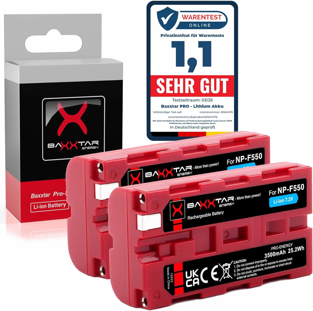 BAXXTAR PRO 2X Akku NP-F550 NP-F570 echte 3100mAh - LG Cells Inside - (Blackmagic NP-F570) NP-F550 x