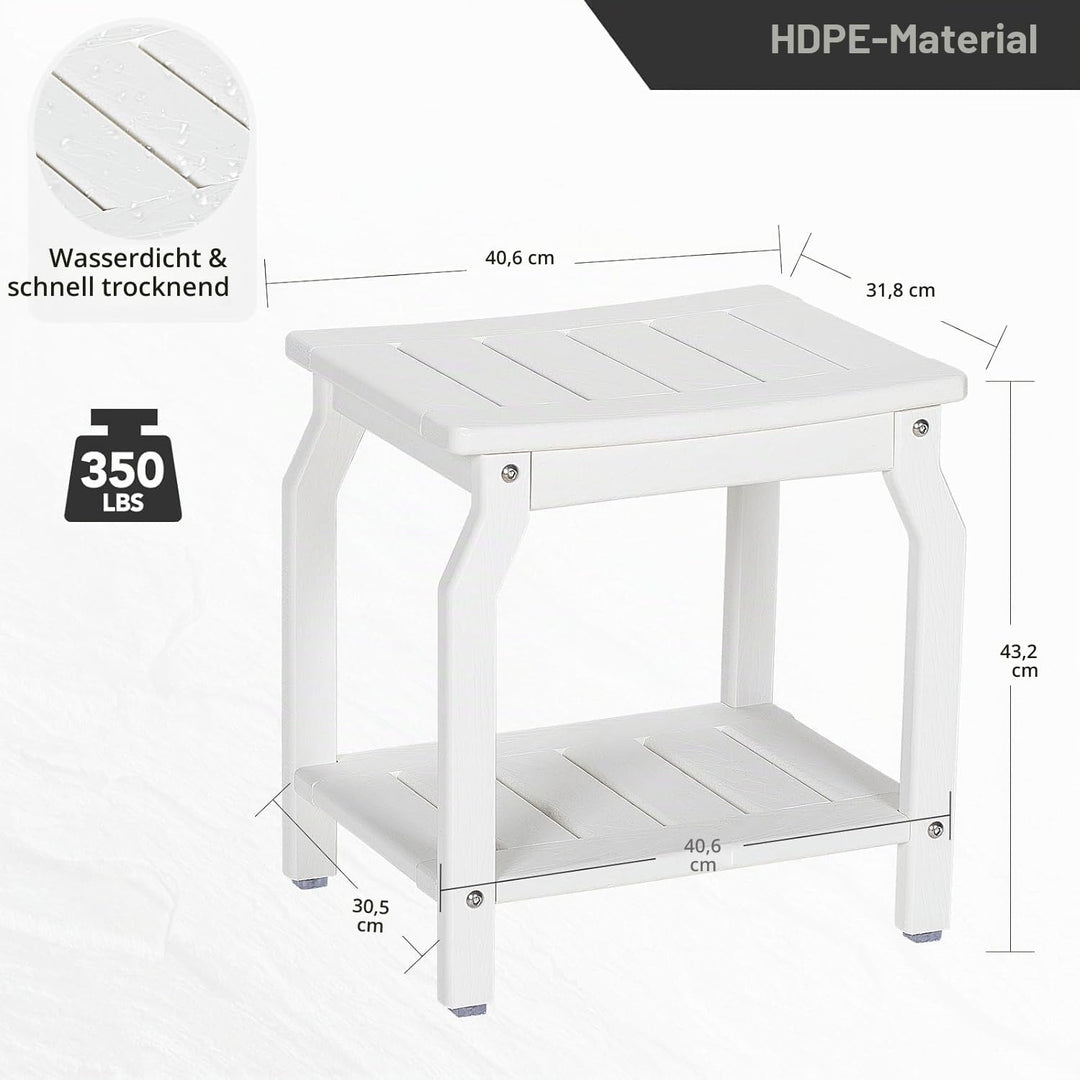 NALONE Beistelltisch Duschhocker, HDPE Badhocker modern Design 2-Tier badezimmerhocker mit rutschfes