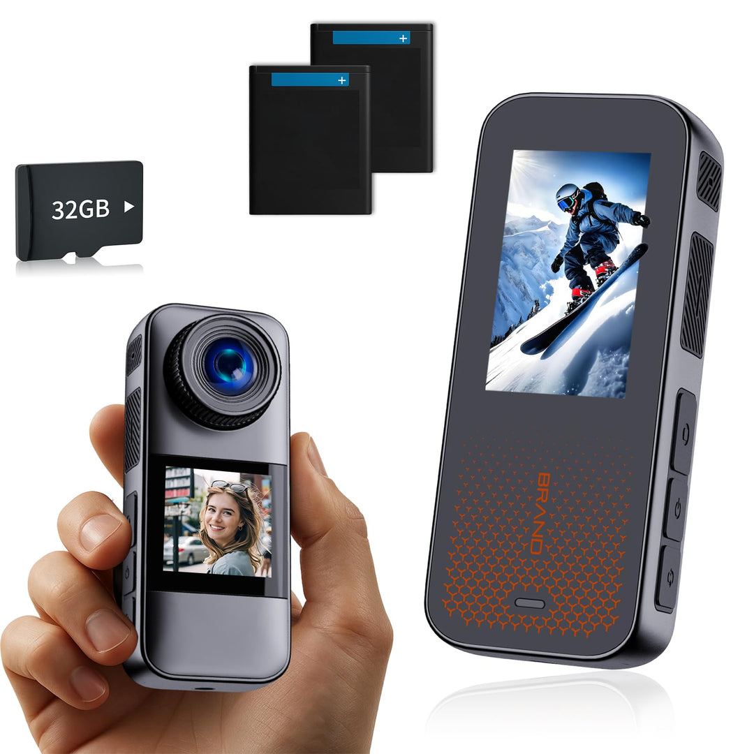 Action Cam Dotato di scheda di Memoria 32GB, Doppio schermo Telecamera Moto,Action Camera Con batter