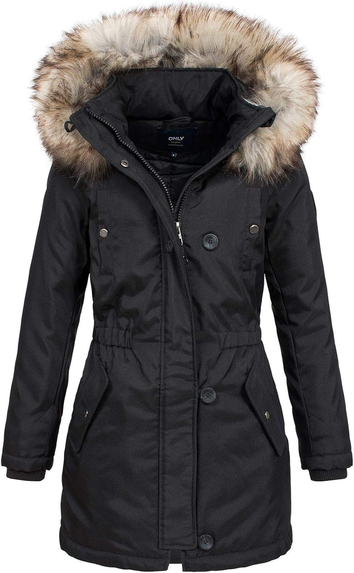 ONLY Damen Winterparka Kurzmantel Iris XL Schwarz, XL Schwarz