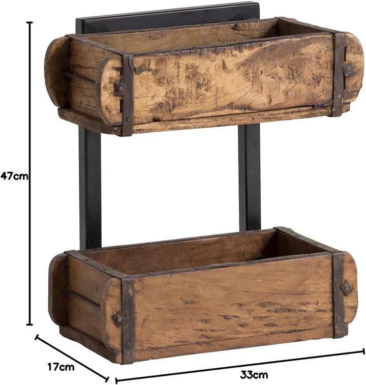 Woodkings Wandregal Ziegelform 2er Altholz Metall Wandderoration Aufbewahrungsbox Backsteinform rust